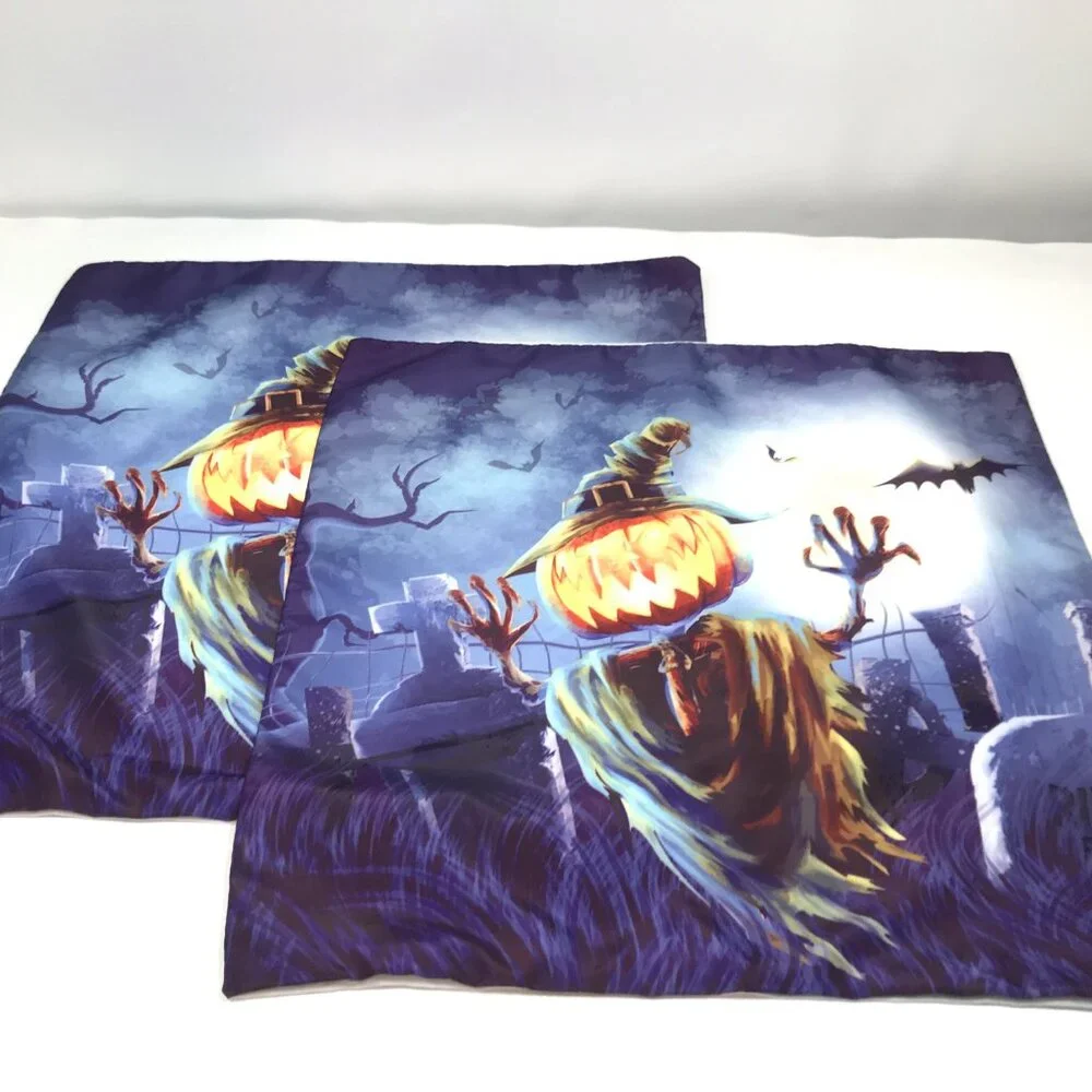 Halloween Throw Pillow Cover Set Scary Pumpkin